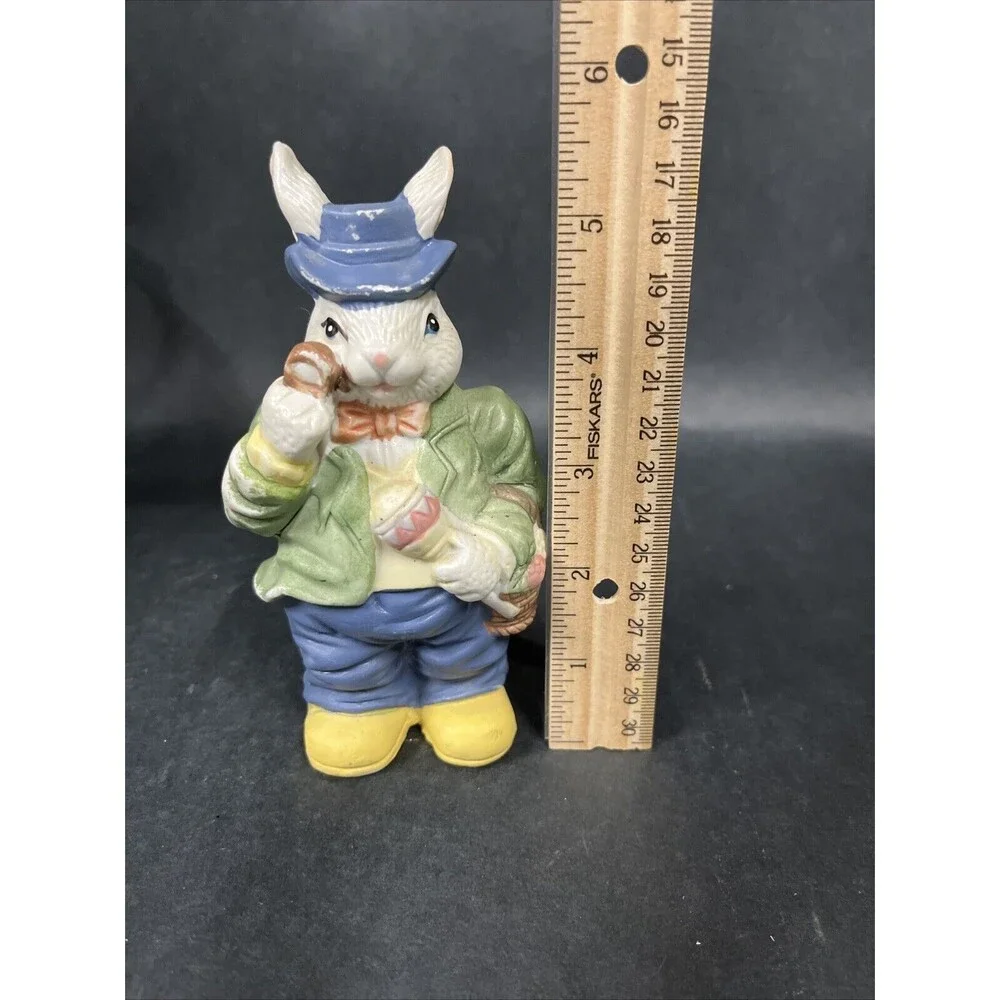 Vintage Pair Of‎ Ceramic Mr. & Mrs. Rabbit Bunny Figurine 5.5” Tall Easter Decor